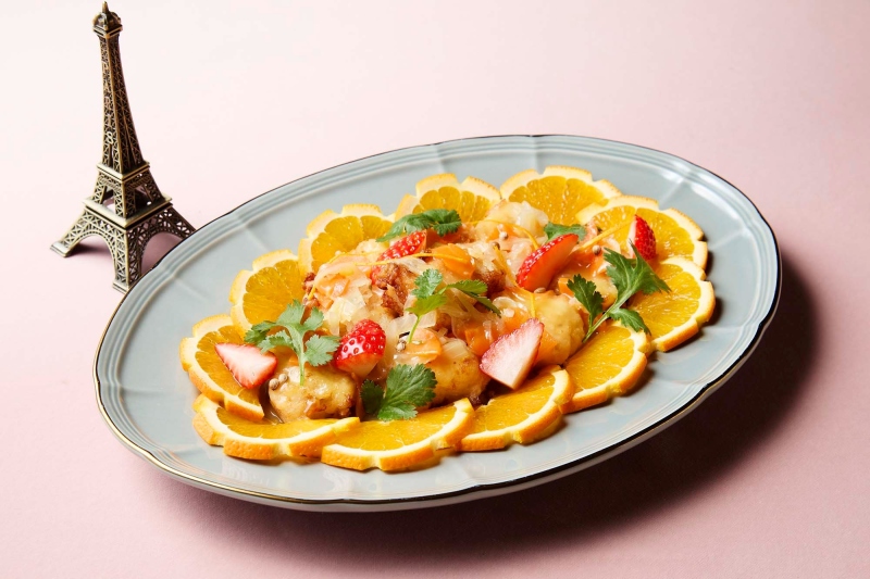 White Fish Orange Escabeche with Strawberries, a dish from Provence