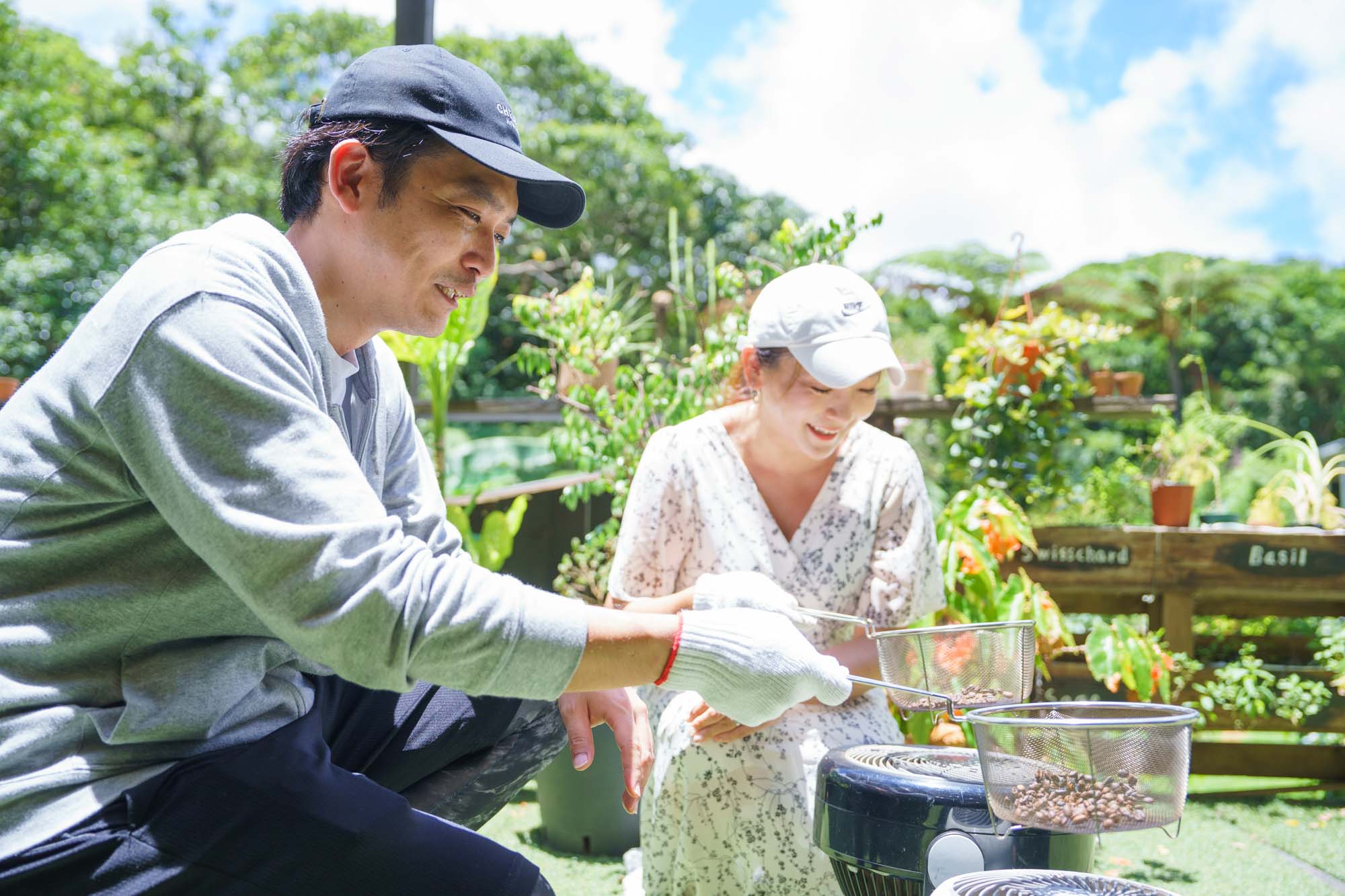 Experience roasting locally grown raw beans to your own liking.